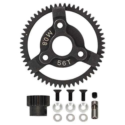 REXVTNS Stahlritzel Spur Gear Kit 32p 0,8 m | 56T Spur Gear & 18t Ritzelgetriebe für Brand Slash 2WD 1/10 RC Car | Stabil gehärtete Metalleisengänge mit Oxidationsschutz von REXVTNS
