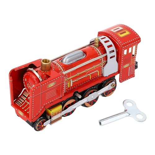 REXVTNS Vintage Red Train Model Ledup Toy | Detailliertes Blechspielzeug für Fotografie/Café/Bardekor | Sammlerstück nostalgisches Spielzeug mit Eisenmaterial | Handgefertigte Vintage von REXVTNS