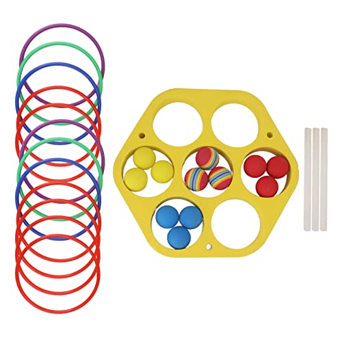 REXVTNS farbenfrohe Schaumstoffball -Set, Eva Floating Wurf Pool Game Spielzeug schwimmender Schaum mit Bällen und Rieings hexagonaler Kreis tragbares Leichtgewicht für Kinder von REXVTNS