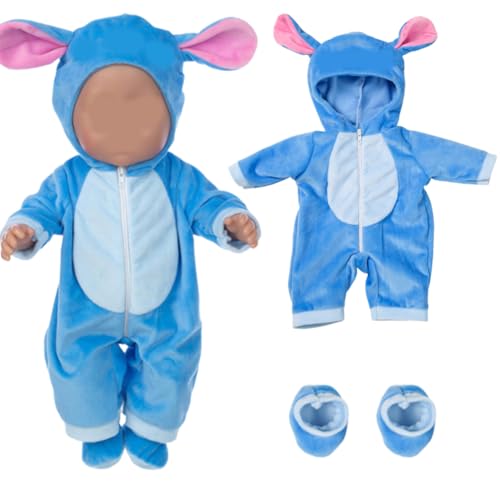 Blau Baby puppenkleidung, Puppenkleidung mit Socken, Puppenkleidung Outfits Latzhose für 13-18 Zoll Baby Puppen, Baby Puppen Süße Outfits Zubehör für Mädchen Geburtstagsgeschenk(Ausgenommen Puppen) von REYOK