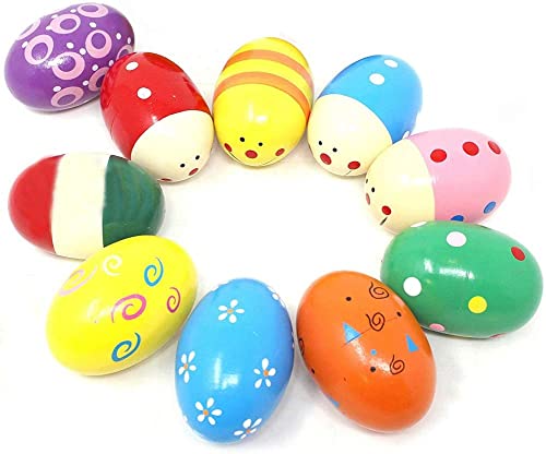 REYOK 10 Coloured Percussion Musical Easter Maracas Egg Shakers for Basket Stuffers Fillers Musikspielzeug für Kinder(Random Colour) von REYOK