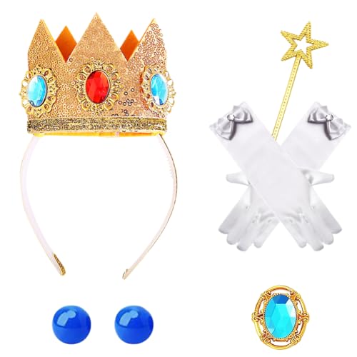 REYOK 5 Stück Kostüm Sets für Mädchen,Prinzessin Krone,Weiße Schleifenhandschuhe,SternZauberstab,Ohrring für Mädchen Dekoration,Tanzpartys und Rollenspiele REYOK 5 Stück Kostüm Sets für Mädchen,Prinzessin Krone,Weiße Schleifenhandschuhe,SternZauberstab,Ohrring für Mädchen Dekoration,Tanzpartys und Rollenspiele von REYOK