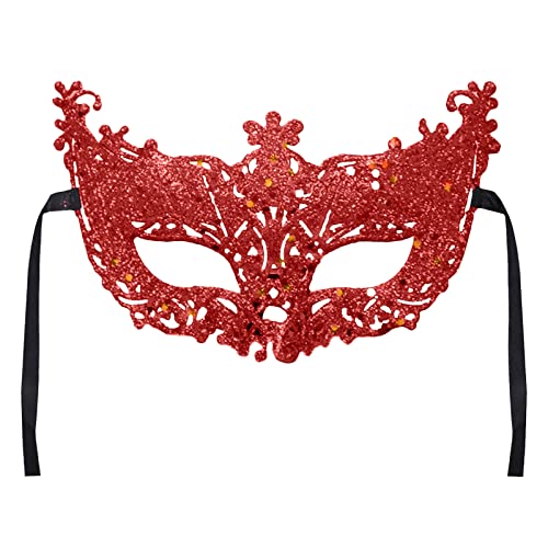 REYYOISKA Damen Maske Venezianische Maske Schwarz Augenmaske Maskerade Maske für Halloween Karneval Party Kostüm Ball Verkleidung für Herren und Damen (Rot, One Size) von REYYOISKA