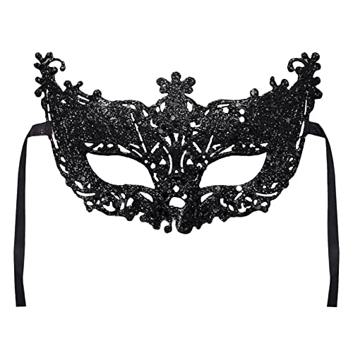 REYYOISKA Damen Maske Venezianische Maske Schwarz Augenmaske Maskerade Maske für Halloween Karneval Party Kostüm Ball Verkleidung für Herren und Damen (Schwarz, One Size) von REYYOISKA