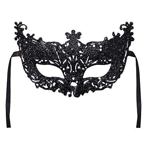 REYYOISKA Venezianische Maske Schwarz für Halloween Karneval Party Kostüm Ball - Augenmaske für Herren und Damen (Schwarz, One Size) von REYYOISKA