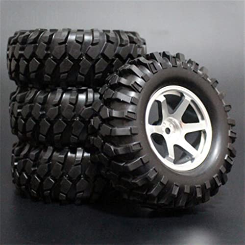 RFVBG 4 STÜCKE 1/10 1,9 Zoll Off Road Climb Rock Crawler Autoreifen Superweiche 96 MM Gummireifen Metallfelge, for Tamiya, CC01 D90 110 RC-Autoreifen(White) von RFVBG
