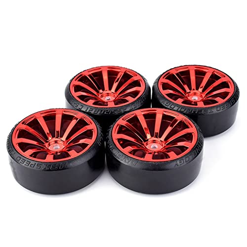 RFVBG 4 STÜCKE 1/10 RC Drift Cars Hot Wheel Hub Hard Pattern Reifen 1: 10, for, for Traxxas, for HSP, for HPI, for Sakura, TT01, for, for Tamiya, RC Drift Car Zubehör RC-Autoreifen(Red) von RFVBG