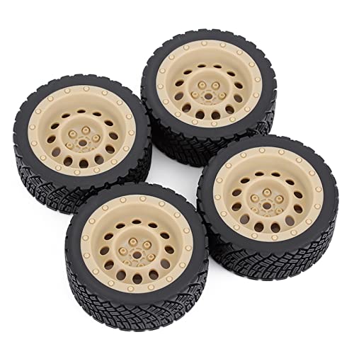 RFVBG 4 STÜCKE 12mm Hex 67mm Gummireifen Felge 1/10 Rolly, for HPI, WR8, for HSP, 94177, for Wltoys, 1/14 144001 RC Auto, for Tamiya, Rallye Auto RC-Autoreifen(8006 803 Yellow) von RFVBG