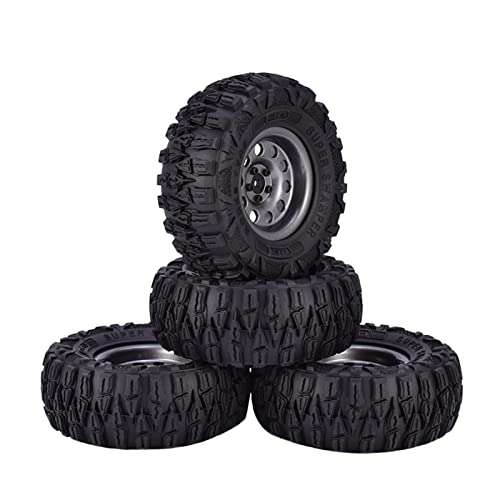 RFVBG 4 STÜCKE 2,2 Zoll Gummireifen Titangraue Metall-Beadlock-Felge 1:10, for Axial, SCX10, for Traxxas, TRX-4 RC Rock Crawler RC Car RC-Autoreifen von RFVBG