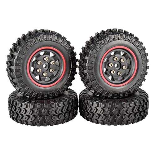 RFVBG 4 STÜCKE 49 * 18mm Micro Rad Beadlock Felgen Gummi Reifen 1/24 RC Crawler Auto, for Axial, SCX24 90081, for RGT, Auto Zubehör RC-Autoreifen von RFVBG