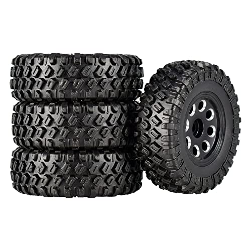RFVBG 4 STÜCKE 49 * 18mm Micro Rad Metall Beadlock Felgen Gummi Reifen 1/24 RC Crawler Auto, for Axial, SCX24 90081 AXI90081 AXI00001 Deadbolt RC-Autoreifen(2404BK Black) von RFVBG