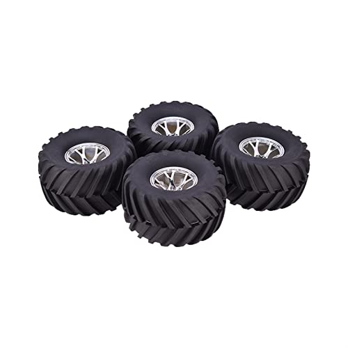 RFVBG 4 STÜCKE AX-3003 135mm Reifen Gummireifen Rad ABS Felge Hub 1/10 RC Bigfoot, for HSP, for HPI, for Monster, Truck Modell Ersatzteile RC-Autoreifen(Silver) von RFVBG