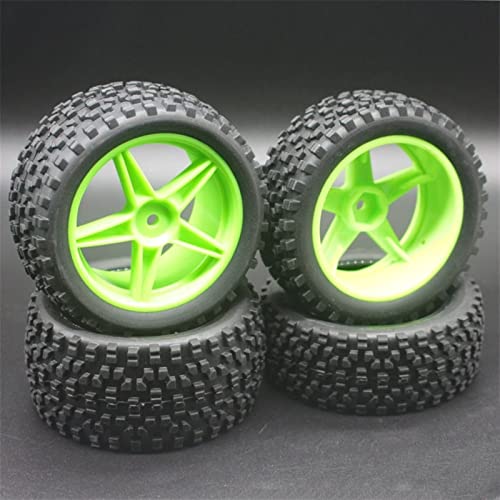 RFVBG 4 STÜCKE RC 1/10 Maßstab Offroad-Autoreifen Reifen und Felgen, for HSP, 94166/94107/94106 RC-Autoreifen(Green) von RFVBG