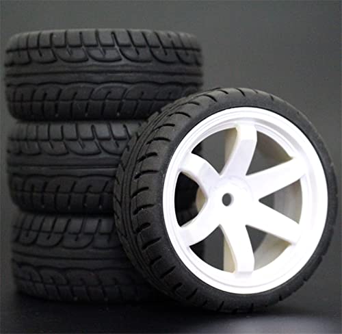 RFVBG 4 Stück 1/10 On-Road-Autoreifen 26 * 64 MM ABS-Felge Gummireifen 702, for HSP, for Tamiya, for HPI, for Kyosho, 94122 94123 D3 D4 Tt02 RC-Autoreifen(702-8003) von RFVBG