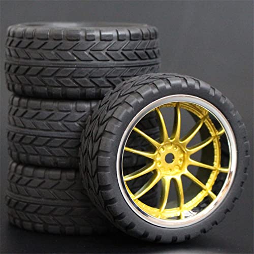 RFVBG 4 Stück 1/10 On-Road-Autoreifen 26 * 64 MM ABS-Felge Gummireifen 9003, for HSP, for Tamiya, for HPI, for Kyosho, for Sakura, 94122 94123 D3 D4 Tt02 RC-Autoreifen(9003-6017) von RFVBG