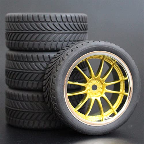 RFVBG 4 Stück 1/10 On-Road-Autoreifen 26 * 64 MM ABS-Felge Gummireifen 9003, for HSP, for Tamiya, for HPI, for Kyosho, for Sakura, 94122 94123 D3 D4 Tt02 RC-Autoreifen(9003-6085) von RFVBG