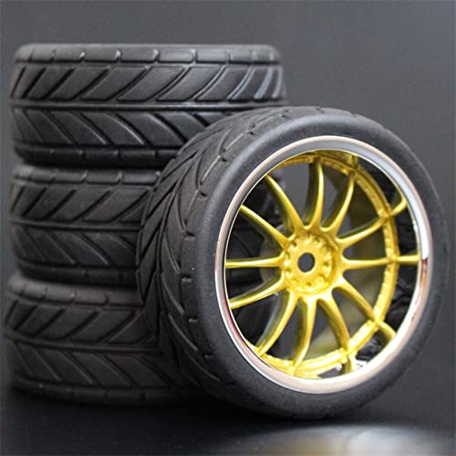 RFVBG 4 Stück 1/10 On-Road-Autoreifen 26 * 64 MM ABS-Felge Gummireifen 9003, for HSP, for Tamiya, for HPI, for Kyosho, for Sakura, 94122 94123 D3 D4 Tt02 RC-Autoreifen(9003-6086) von RFVBG