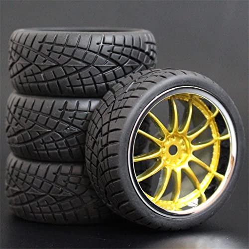 RFVBG 4 Stück 1/10 On-Road-Autoreifen 26 * 64 MM ABS-Felge Gummireifen 9003, for HSP, for Tamiya, for HPI, for Kyosho, for Sakura, 94122 94123 D3 D4 Tt02 RC-Autoreifen(9003-8001) von RFVBG