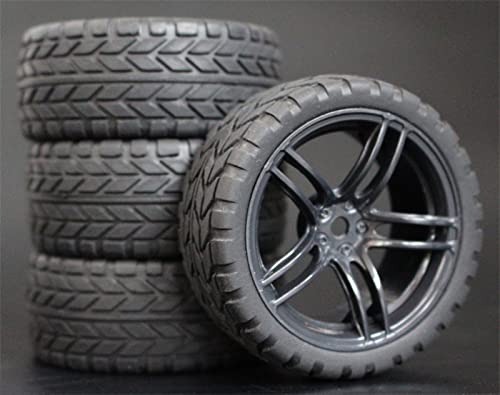 RFVBG 4 Stück 1/10 On-Road-Autoreifen 26 * 64 MM ABS-Felge Gummireifen 9065, for HSP, for Tamiya, for HPI, for Kyosho, for Sakura, 94122 94123 D3 D4 Tt02 RC-Autoreifen(9065-6017) von RFVBG
