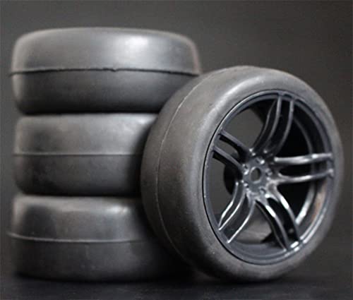 RFVBG 4 Stück 1/10 On-Road-Autoreifen 26 * 64 MM ABS-Felge Gummireifen 9065, for HSP, for Tamiya, for HPI, for Kyosho, for Sakura, 94122 94123 D3 D4 Tt02 RC-Autoreifen(9065-6018) von RFVBG