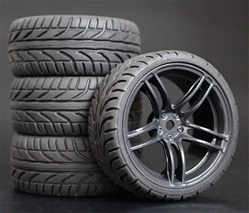 RFVBG 4 Stück 1/10 On-Road-Autoreifen 26 * 64 MM ABS-Felge Gummireifen 9065, for HSP, for Tamiya, for HPI, for Kyosho, for Sakura, 94122 94123 D3 D4 Tt02 RC-Autoreifen(9065-8002) von RFVBG