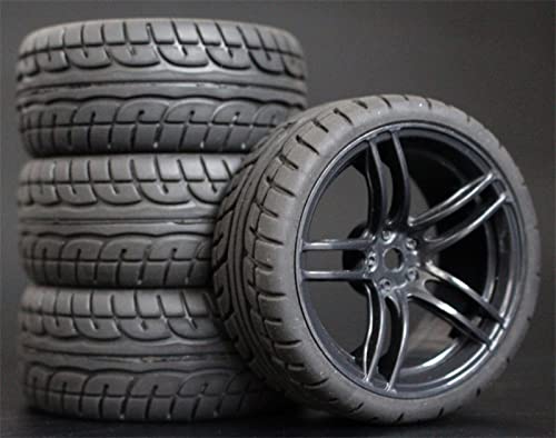 RFVBG 4 Stück 1/10 On-Road-Autoreifen 26 * 64 MM ABS-Felge Gummireifen 9065, for HSP, for Tamiya, for HPI, for Kyosho, for Sakura, 94122 94123 D3 D4 Tt02 RC-Autoreifen(9065-8003) von RFVBG