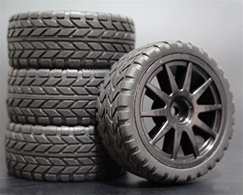 RFVBG 4 Stück 1/10 On-Road-Autoreifen 26 * 64 MM ABS-Felge Gummireifen 910, for HSP, for Tamiya, for HPI, for Kyosho, 94122 94123 D3 D4 Tt02 RC-Autoreifen(910B-6017) von RFVBG