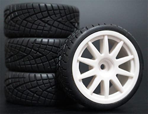 RFVBG 4 Stück 1/10 On-Road-Autoreifen 26 * 64 MM ABS-Felge Gummireifen 910, for HSP, for Tamiya, for HPI, for Kyosho, 94122 94123 D3 D4 Tt02 RC-Autoreifen(910W -8001) von RFVBG