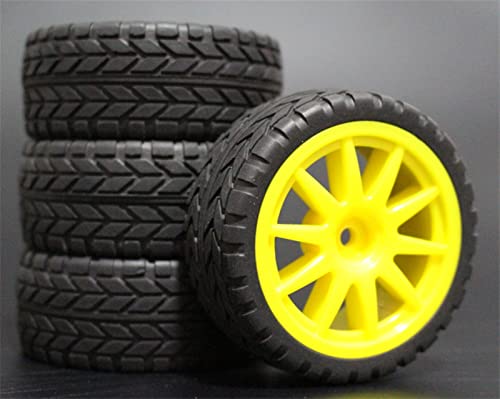 RFVBG 4 Stück 1/10 On-Road-Autoreifen 26 * 64 MM ABS-Felge Gummireifen 910, for HSP, for Tamiya, for HPI, for Kyosho, 94122 94123 D3 D4 Tt02 RC-Autoreifen(910Y-6017) von RFVBG