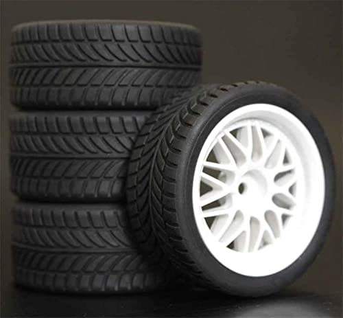RFVBG 4 Stück RC-Reifen 1/10 ABS-Felgen 26 mm Schaumstoffeinlage for Straßenautos, for HSP, for HPI, Ersatzteile 1012 RC-Autoreifen(1008W-6085) von RFVBG