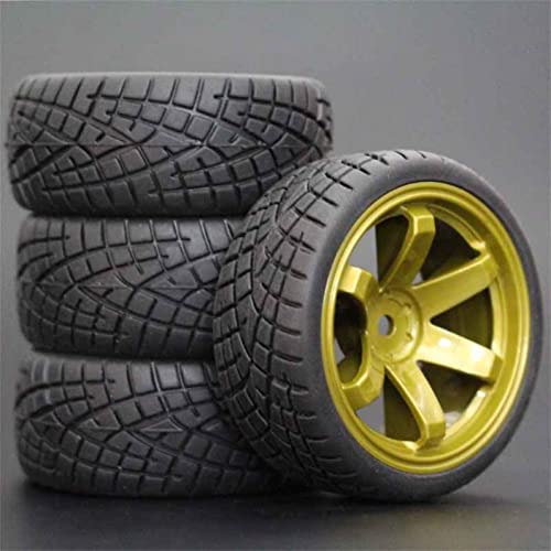 RFVBG 4 Stück RC-Reifen 1/10 und ABS-Felgen, 26 mm Schaumstoffeinlage for Straßenautos, for HSP, for HPI, Ersatzteile 705 RC-Autoreifen(705-8001) von RFVBG