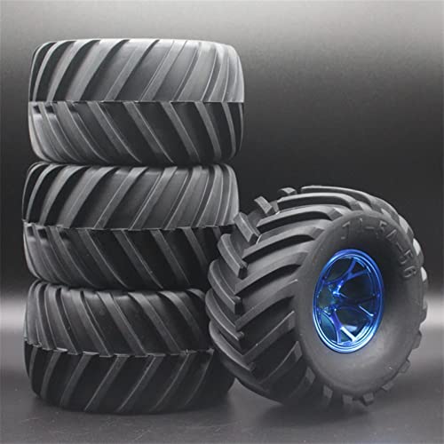 RFVBG 4 Stücke RC 1:10, for Monster, Truck Gummireifen Reifen + ABS Felge 0703-3003, for HPI, for HSP, RC-Autoreifen(Blue) von RFVBG