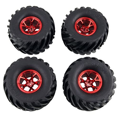 RFVBG 4 Stücke RC 1:10, for Monster, Truck Gummireifen Reifen + ABS Felge 0703-3003, for HPI, for HSP, RC-Autoreifen(Red) von RFVBG