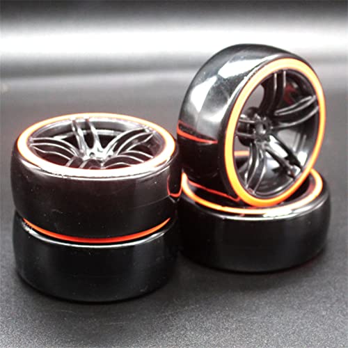 RFVBG 4 Stücke RC 1:10 Drift Auto ABS Felgenreifen Reifen, for HSP, 94123/94122/94103/D4/D3 RC-Autoreifen(9065-5005Y) von RFVBG