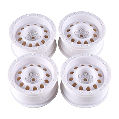 RFVBG 4PCS 1/10 RC Auto ABS 1, 9 Zoll Felge, for Axial, SCX10 90046 D90, for, for Traxxas, TRX- 4 AXI03007, for, for Tamiya, D90 RC Crawler Rad Hex RC-Autoreifen(White) von RFVBG