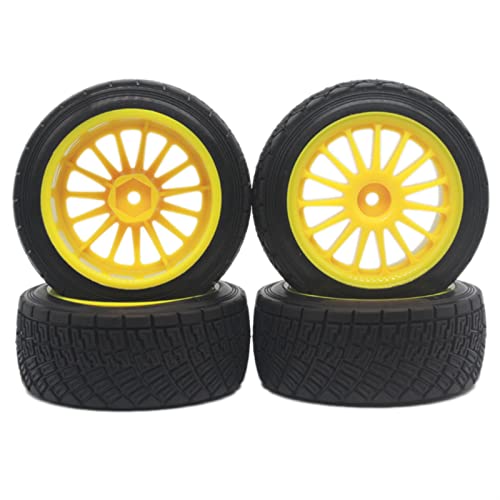 RFVBG 80mm Asphaltfelgen Reifen RC, for HPI, WR8 Rally Off Road Buggy Truck, for HSP, 1:10 94177 Gelb RC-Autoreifen(4PC) von RFVBG
