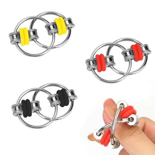 3 Stück Flip-Ketten, Stressreduzierer, Flip-Kette, Fingerspielzeug, druckentlastende Fahrradketten, lindert Stress-Rollenkette, für ADHS, ADD, Autismus, Angstlinderung für Erwachsene und Jugendliche von RGEVGER