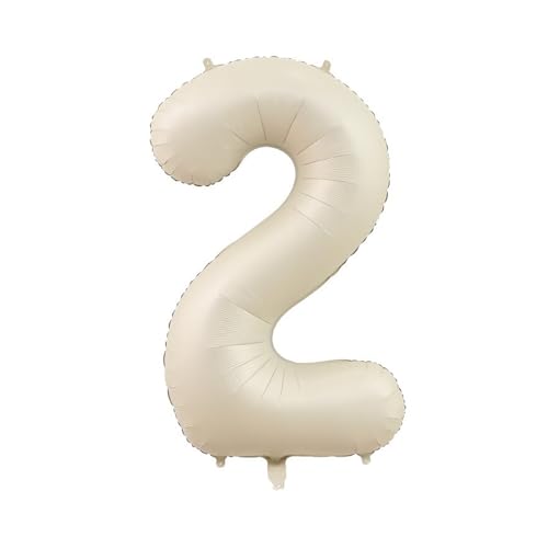Ballon Zahl 2, Creme Zahlenballons, Beige Zahlen Ballons, Nackte Zahlen Zahlen Zahlen Helium Ballon, für Mädchen Jungen Männer Frauen Geburtstag Jubiläum Party Supplies Dekorationen von RGEVGER