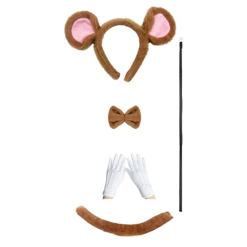 RGYBAO 6-teiliges Maus-Kostüm-Zubehör-Set, Mäuse-Ohren, Stirnband, Schwanz, Sonnenbrille, Fliege für Kinder, Halloween, Party, Cosplay, Kostüm RGYBAO 6-teiliges Maus-Kostüm-Zubehör-Set, Mäuse-Ohren, Stirnband, Schwanz, Sonnenbrille, Fliege für Kinder, Halloween, Party, Cosplay, Kostüm von RGYBAO
