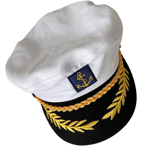 RGYBAO Vintage Sailing Captain Hat Atmungsaktive Baumwolle Bestickte Kopfbedeckung Unisex Halloween Kopfbedeckung Vintage Captain Cosplay Hut von RGYBAO