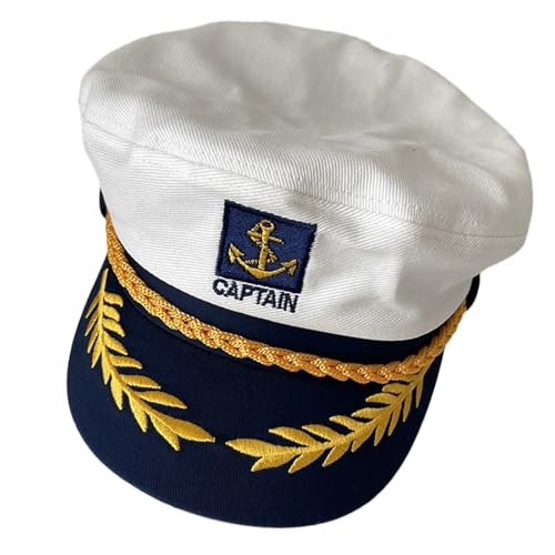 RGYBAO Vintage Sailing Captain Hat Atmungsaktive Baumwolle Bestickte Kopfbedeckung Unisex Halloween Kopfbedeckung Vintage Captain Cosplay Hut von RGYBAO