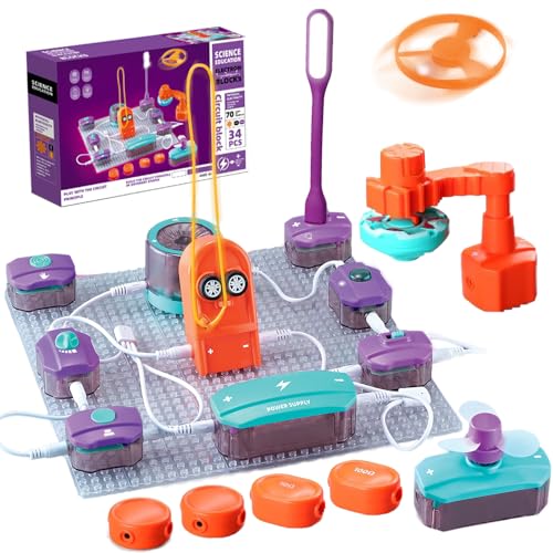 Elektronik Schaltungen Set mit 34 Schaltkreisblöcke, 71 Experimenten Lernen Elektrizität, DIY Elektronik Exploration Kit, Physik Wissenschaft Schaltungen Spielzeug, STEM Lernspielzeug für Alter 3+ Elektronik Schaltungen Set mit 34 Schaltkreisblöcke, 71 Experimenten Lernen Elektrizität, DIY Elektronik Exploration Kit, Physik Wissenschaft Schaltungen Spielzeug, STEM Lernspielzeug für Alter 3+ von RHD