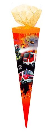 Schultüte / Zuckertüte / Länge: 35cm / rund / Tüllverschluss / "Feuerwehr" Schultüte / Zuckertüte / Länge: 35cm / rund / Tüllverschluss / "Feuerwehr" von RHESHINE