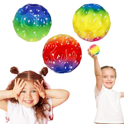 RHQFDM 3Stück Space Moon Ball Hohe Sprünge Gummiball Jump Ball Bouncy Balls Super High Bouncing Lightweight Springen Ball Space Ball Hüpfbälle Mini Agile Trainingsball Dekompression Hüpfbälle von RHQFDM