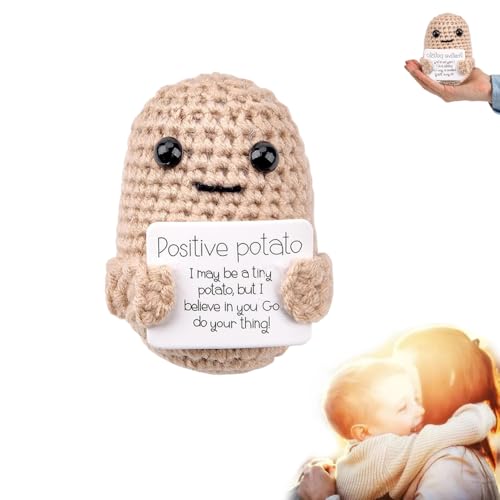 RHQFDM Niedliche Gestrickte Positive Kartoffelpuppe Positiver Slogan Pocket Potato Puppe Interessante gestrickte Kartoffelpuppen Kartoffel Plüsch Puppe Positive Kartoffel Plüsch Puppe für Freunde von RHQFDM