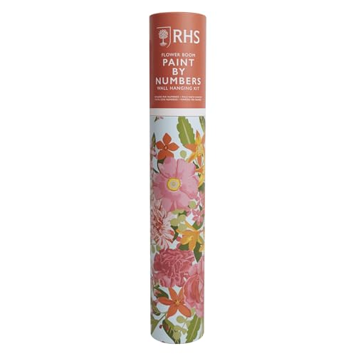 RHS The Royal Horticultural Society Malen Nach Zahlen Hängeset mit 24 Farben & 3 Pinseln, Blumenblüte, 400 x 500 mm, Mehrfarbig, Malen Lernen für Erwachsene von RHS