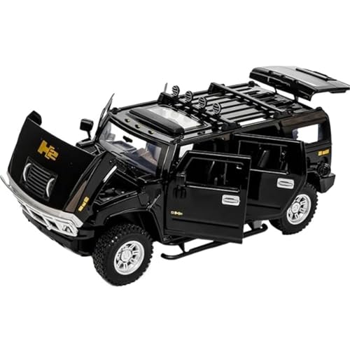 1/24 Für H2 Legierung Automodell Druckguss Spielzeug Metall Geländewagen Automodell Simulation Sound Und Licht Sammlerstücke(Black) von RHUIMEI