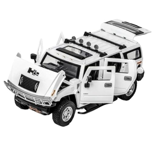 1/24 Für H2 Legierung Automodell Druckguss Spielzeug Metall Geländewagen Automodell Simulation Sound Und Licht Sammlerstücke(White) von RHUIMEI