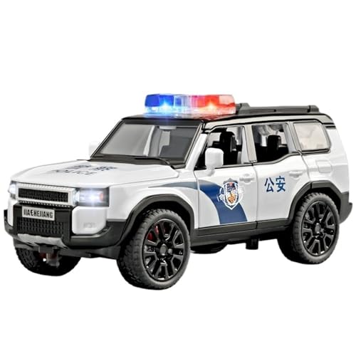 1/32 Für Anmaßend Prado Polizeiauto Legierung Automodell(White1) von RHUIMEI