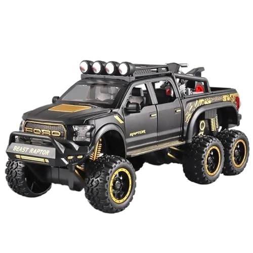 1: 24 Für Pickup Truck F150 Raptor Druckguss Metall Modell Spielzeugauto Mit Ton Und Licht(Black) von RHUIMEI